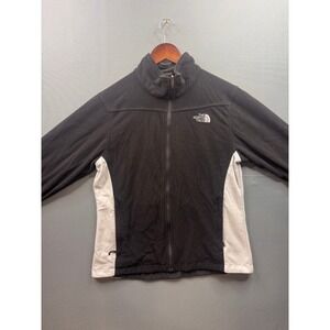 The North Face Mens Full Zip Fleece Jacket Black White Colorblock Large L